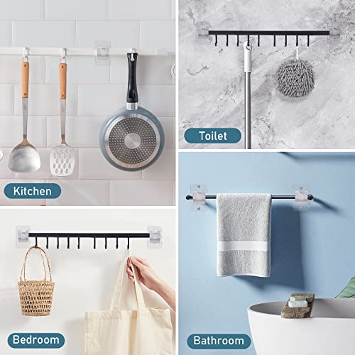 4Pcs Transparent Curtain Rod Bracket No Drilling, Adhesive Curtain Rod Holder Hooks, 3M Curtain Rod Brackets Hanger With Screws, Drapery Wall Mount Brackets For 1-3 Cm Curtain Rod Blinds #TOP5