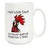 Funny rooster coffee mug i may look calm but in my head ive pecked you 3 times funny gifts for mom dad grandparents friends relatives besties sisters boss colleague etc 15 ounces  urban country home decor