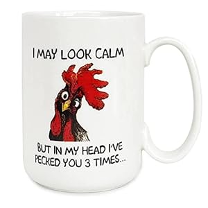 Funnyroostercoffeemugimaylookcalmbutinmyheadivepeckedyou3timesfunnygiftsformomdadgrandparentsfriendsrelativesbestiessistersbosscolleagueetc15ounces Urban Country Home Decor Funny rooster coffee mug i may look calm but in my head ive pecked you 3 times funny gifts for mom dad grandparents friends relatives besties sisters boss colleague etc 15 ounces urban country home decor