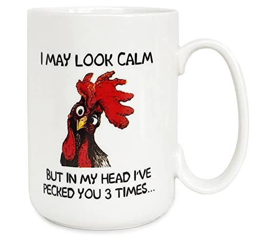 Funnyroostercoffeemugimaylookcalmbutinmyheadivepeckedyou3timesfunnygiftsformomdadgrandparentsfriendsrelativesbestiessistersbosscolleagueetc15ounces Urban Country Home Decor Funny rooster coffee mug i may look calm but in my head ive pecked you 3 times funny gifts for mom dad grandparents friends relatives besties sisters boss colleague etc 15 ounces urban country home decor