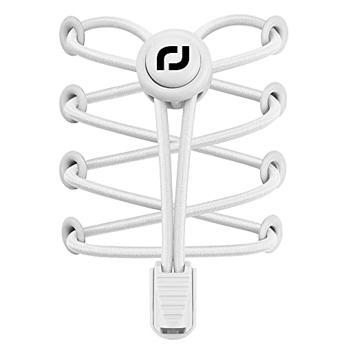 RJ-Sport Elastische Schnürsenkel mit Schnellverschluss – Schnellschnürsystem für einzigartigen Komfort, perfekten Sitz und starken Halt(Weiß)