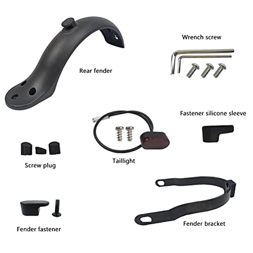 Electric Scooter Shock Absorber Rear Suspension Kit Rear Fender Tire Splash Fender with Rear Taillight Back Guard Wing Compatible for Xiaomi M365 1S Essential Pro And Pro2 S