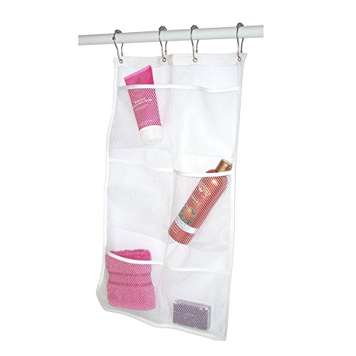 Mesh Shower Caddy/Organizer. Hang On Shower Curtain Rod/Liner Hooks. By HaNB