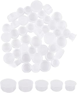 50Pcs 5 Sizes Salt and Pepper Shaker Stoppers Plastic Stopper Replacement Plugs Reusable Clear Round for Salt Pepper Shaker Wine Bottle Flower Pots Pipes 3/4", 7/8", 13/16", 15/16"