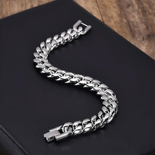 Cuban Link Bracelet for Men, 10mm Wide, Smooth Exquisite Casual Cuba Mens Cuff Jewelry Gift3