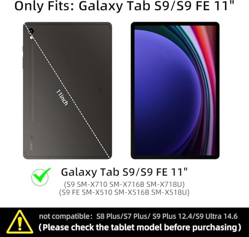 Image of MICROWARE Backlit Keyboard Case for Samsung Galaxy Tab S9 FE 10.9'', Detachable Wireless Keyboard Case & Built-in S Pen Holder for Samsung Galaxy Tab S9 /S8 /S7 11'' (Normal, S9 11 inch)