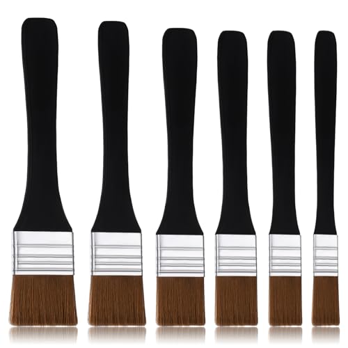 6 Stück Pinselset, Malerpinsel Dekoration, 6 Größen Schwarzer Emulsionspinsel, Weiche Holzpinsel für Wände, Möbel, Zäune, Beizpinsel