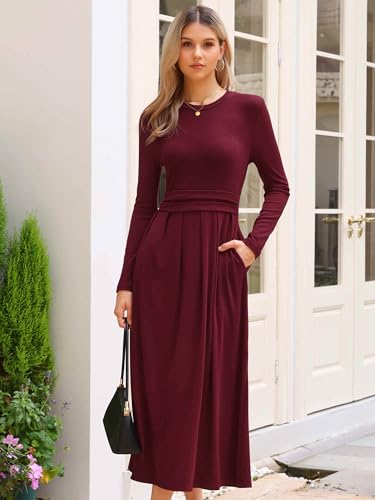 Allegra K Long Sleeve Dress for Women's A-Line Maxi Winter Fall Sweater Dresses4