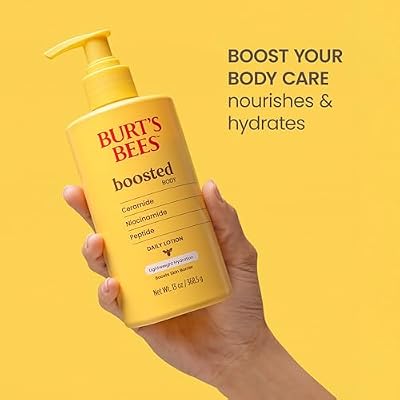 Burt's Bees Boosted Body Lotion, With a Ceramide, Niacinamide and Peptide Complex, Lightweight Daily Lotion Helps Boost Skin Barrier, Tropical Scented, 13 oz. Bottle