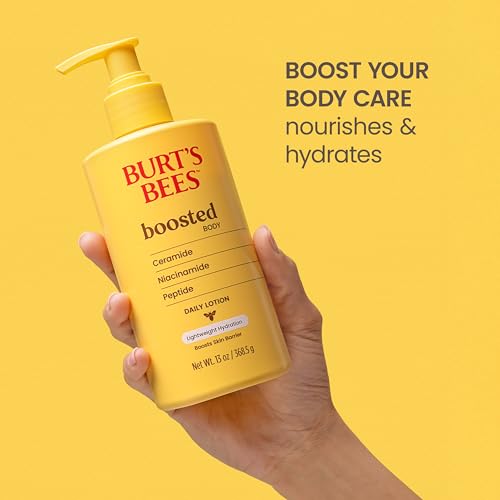 Image of Burt's Bees Boosted Body Lotion, With a Ceramide, Niacinamide and Peptide Complex, Lightweight Daily Lotion Helps Boost Skin Barrier, Tropical Scented, 13 oz. Bottle