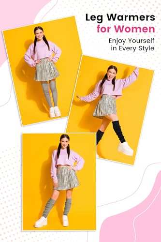 Image of Clothirily Leg Warmers - 2 Pairs Knit Leg Warmers for Women 80s Fashion Long Socks for Sports Party Yoga Winter Accessories