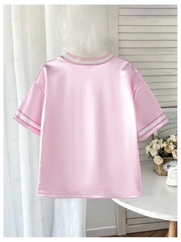 Image of WDIRARA Toddler Girl's Jersey Shirt Number Graphic Tee Short Sleeve V Neck Top