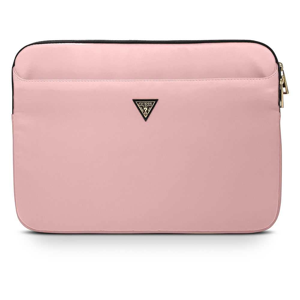 CG MOBILE Guess Custodia protettiva in nylon per computer portatile con logo triangolare in metallo da 13", compatibile con MacBook Pro e MacBook Air da 13", borsa portatile per affari e ufficio, rosa