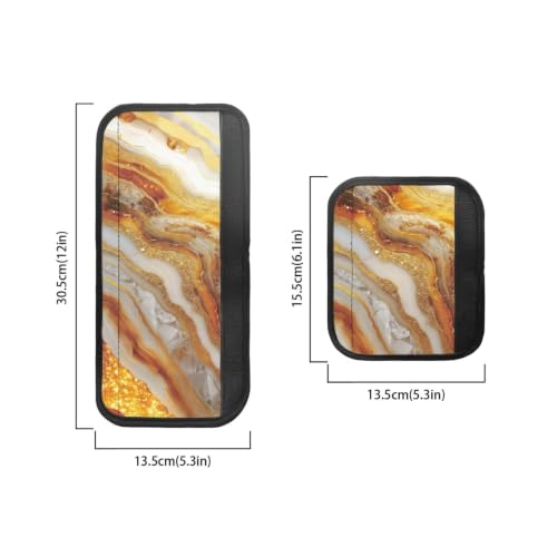 Image of Refrigerator Door Handle Covers Set of 6 Washable Kitchen Appliance Decor Handles Keep Clean Anti-Slip Fridge Accessories Home Decor, Gold Gray Marble Print