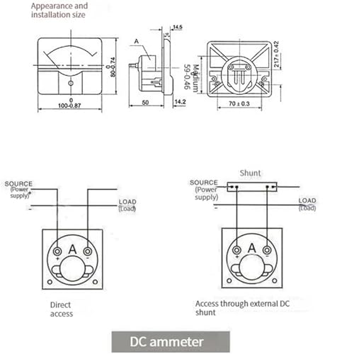 Ampèremètre analogique à aiguille 44C2 DC de 50 à 500 µA