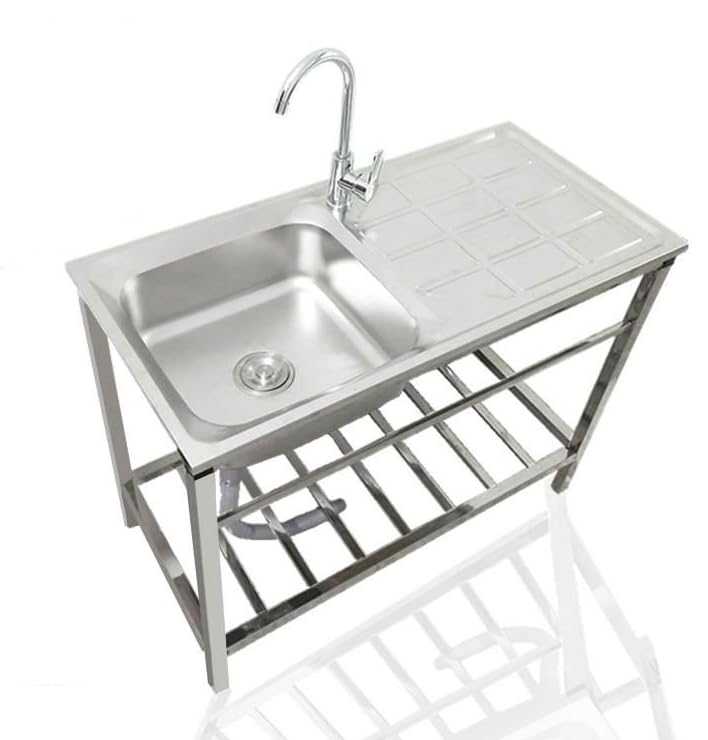 Lavelli in Acciaio Inox, lavello da Cucina, lavello per Catering Indipendente per Tavolo da Pranzo, Cucina, lavello da Garage Industriale, Lavanderia con Rubinetto e Scarico.83x50x75cm