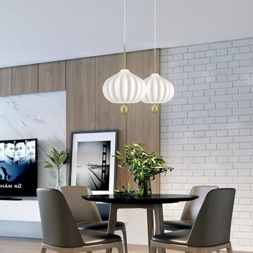 Lámpara colgante de techo con acabados superiores y elegante pantalla de cristal blanco 6