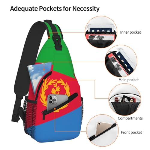 Sacoche de poitrine homme drapeau Érythrée, sac en diagonale urbain et voyage - 5