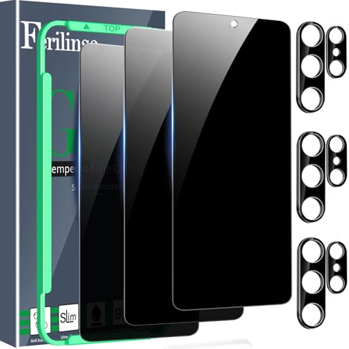 Ferilinso 3 Pack Privacy Screen Protector for Samsung Galaxy S26 Ultra with 3Pack Tempered Glass Camera Lens Protector Phone Case Friendly Accessories Protector de Pantalla for Samsung S26 Ultra