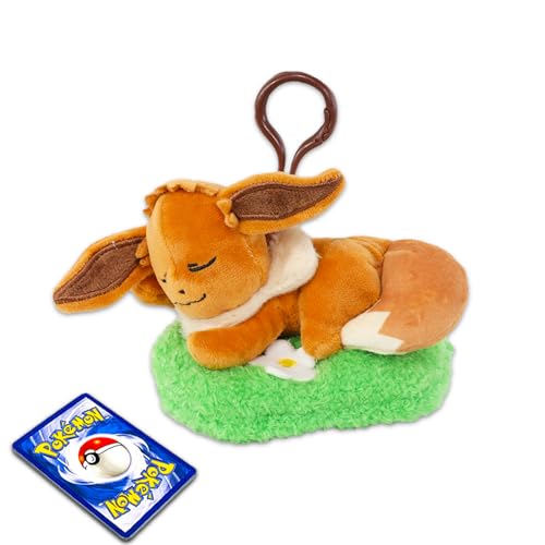 Nintendo Conjunto de chaveiros de pelúcia Sleeping Eevee – Conjunto Eevee dormindo com Pokemon Sleep