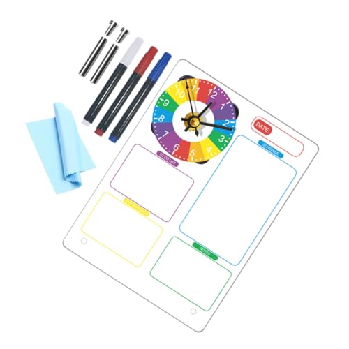 Beaupretty 透明 デスクトップメモボード 時計付き 置時計式 卓上ホワ