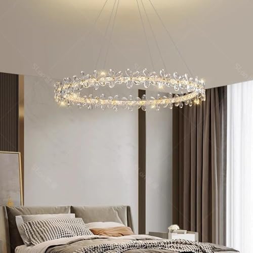 Plafonnier suspendu fleur en cristal or avec télécommande et hauteur réglable - 2
