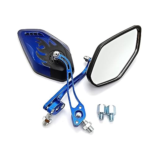 Espejos de motocicleta con tornillos cambiables 8mm 10mm universales color azul 2