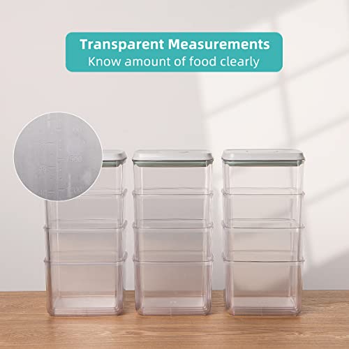 Pop Airtight Food Storage Containers With Lids For Kitchen Pantry Organizing Stackable Container For Cereal Snack Flour Sugar Coffee Spaghetti -12 Pcs(1.2, 2.0, 2.7, 3.3Qt)*3 #TOP4