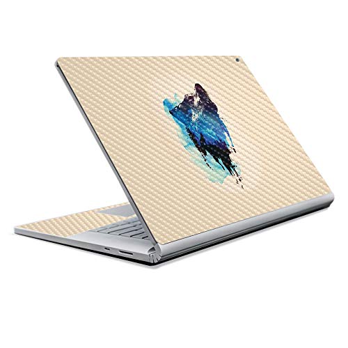 Image of MightySkins Carbon Fiber Skin for Microsoft Surface Book 2 13 inch (2017) - Lone Wolf,Protective, Durable Textured Carbon Fiber Finish,Easy to Apply, Remove, and Change Styles,