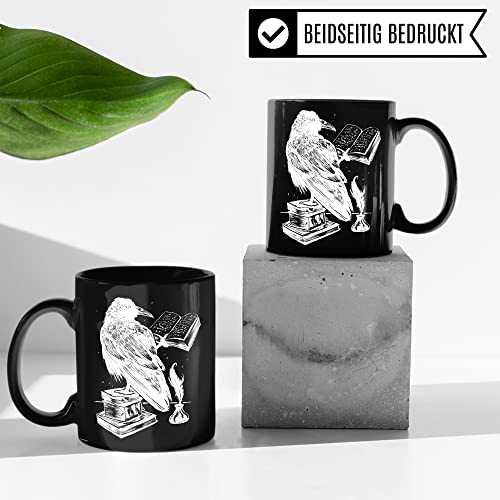 Pagma Druck Tasse à café corbeau 330 ml Tasse à café en céramique Tasse de lecture Tasse à thé Cadeau Ver de bibliothèque Lecture Fantaisie – vue 5