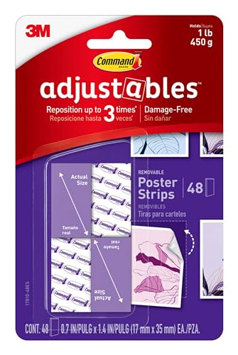 Command Adjustables Poster Strips, Value Pack, Repositionable Poster Strips, 48 Strips