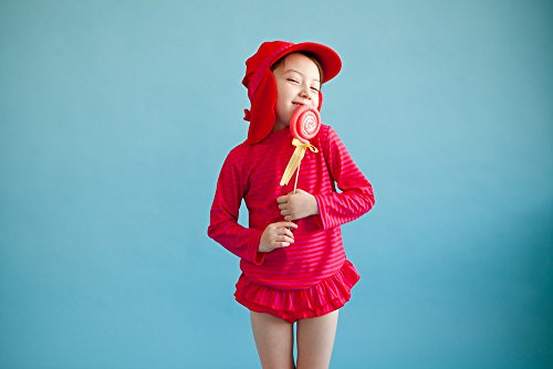Image of VAENAIT BABY Girls Rash Guard Swimsuit UPF 50+ Long Sleeve Toddler Bathing Suit Ribbon Stawberry Floral Fruit for 2~8Years