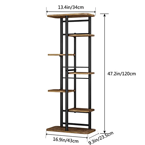 Image of LINZINAR Plant Stand 7 Tier 8 Potted Multiple Flower Pot Holder Shelf Indoor Outdoor Planter Rack Storage Organizer for Patio Garden Corner Balcony Living Room (7 Tier-8 Potted, Black)