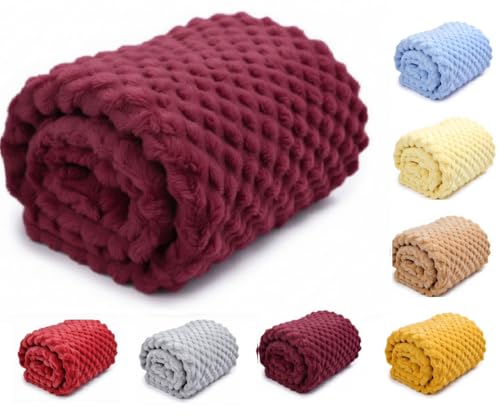 Babydecke, superweich, luxuriös, Waffeldecke, 75 x 100 cm, Burgunderrot