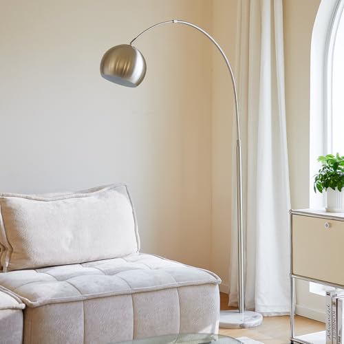 Modern Floor Lamp for Living Room, Brushed Nickel Arc Floor Lamp ...