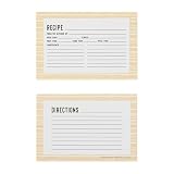 C.R Gibson Recipe Cards - 4 x 6 Double Sided Blank Kitchen Recipe Card Set, 40-Count, Yellow Stripes