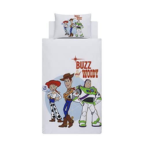 Disney Home Toy Story - Juego de funda de edredón reversible de dos caras, 100% algodón, tamaño individual, 2 piezas, multicolor, 135 x 200 cm + 50 x 70 cm