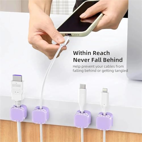 6pcs Clips Magnéticos para Cables - Soporte Ajustable para Cordones para Organización Eficiente de Cables Bajo Escritorio y Cables de Teclado (Naranja) miniatura 6