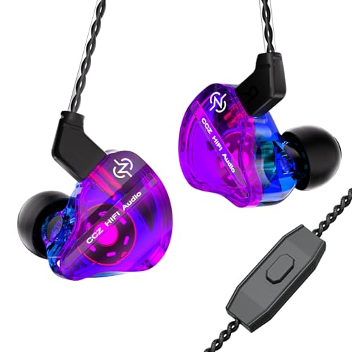 Image of CCZ DC01 pro in Ear Monitor Headphones Ultrastrong Bass Edition Gaming Earbuds with Professional V-Shape Tuning 4N OFC Cable for Musicians /Singers /Audiophiles (with Mic, Purple)