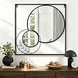 WDSHIYI Espejo cuadrado grande negro, juego de espejos redondos montados en la...