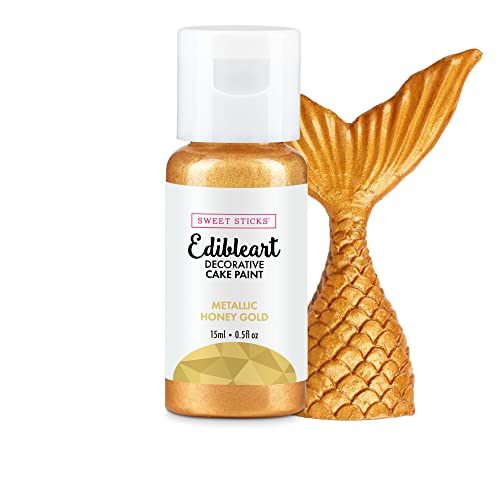 Image of Sweet Sticks Edible Art Decorative Cake Paint 0.5 Ounce (15 Milliliters), Metallic Honey Gold