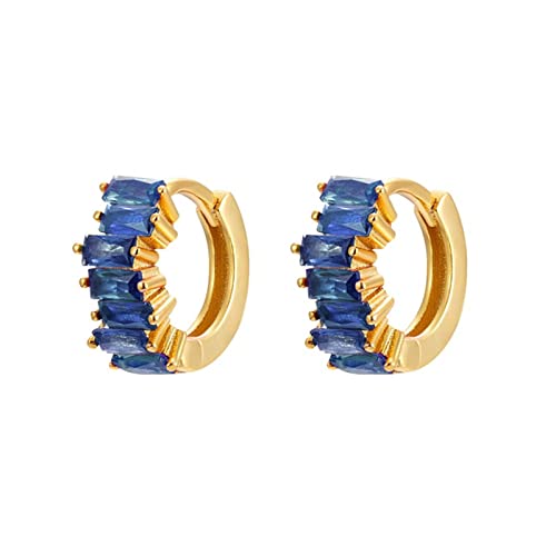 Boucles d'oreilles créoles vintage rectangulaires en argent 925 et zircone