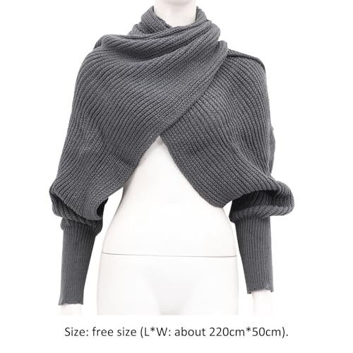 Shawl for Women - Black Knit Throw Blanket with Cable Knit Pattern - Cozy Scarf2