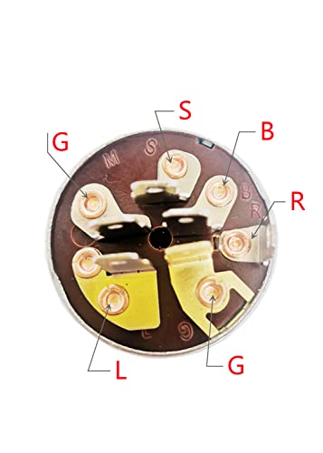Craftsmen Riding Lawn Mower Ignition Switch With 3 Position 2 Keys 6 Terminals Suit For John Deere,Toro,Grasshopper,Snapper,Kubota,Scag,Sears, Black #TOP4