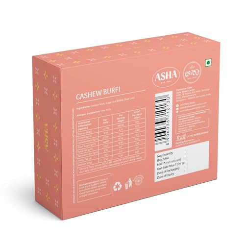 Image of ASHA SWEETS Premium Handcrafted Kaju Katli (Pack of 20 x 250gm)|Authentic Indian Cashew Barfi Made With Fresh Cashew| Exclusive Sweets Gift Box For Any Occasion and Celebration |Delicious & Healthy Sweet