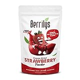 Berrilys Gefriergetrocknetes Erdbeerpulver, wiederverschließbare Packung, intensiver Erdbeergeschmack, kulinarische Vielseitigkeit, nährstoffreiche Güte in jedem Löffel, ideal zum Backen, 70 g