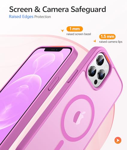 Image of FNTCASE for iPhone 12 Pro Max Case: [Compatible with Magsafe] Translucent Matte Magnetic Phone Cover - Military Grade Drop Protection Shockproof Protective Cases - Pink