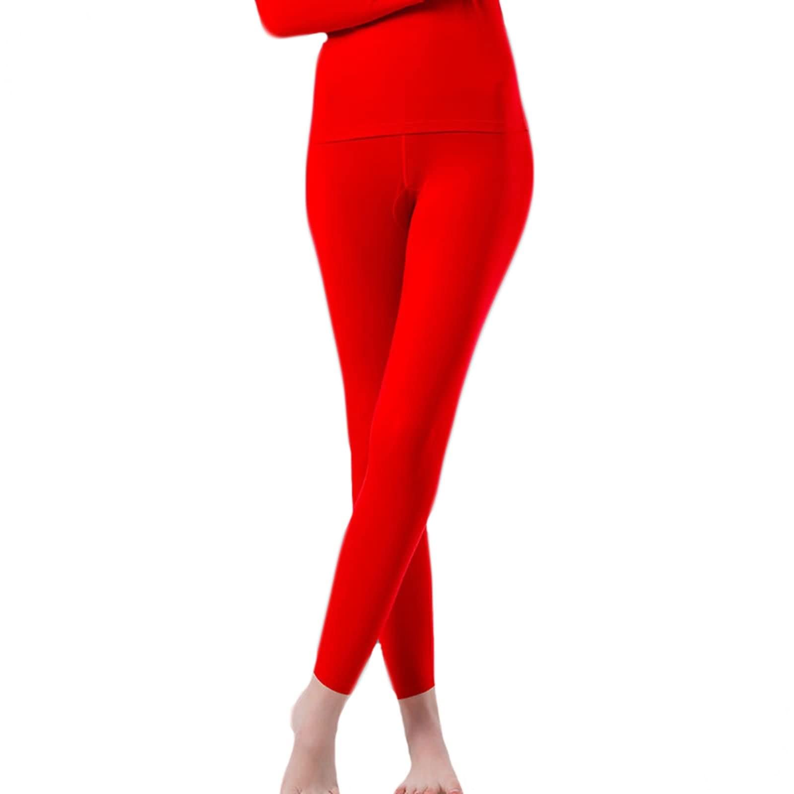Dsnyu Thermal Pant Women, Acrylic Fibers Round Neck Long Johns, Red Pants M