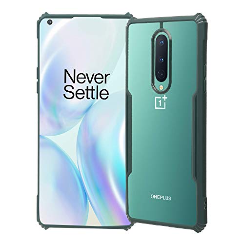 Image of LIRAMARK Transparent Clear Shock Proof Back Cover Case Designed for OnePlus 8 /1+8 (Green)