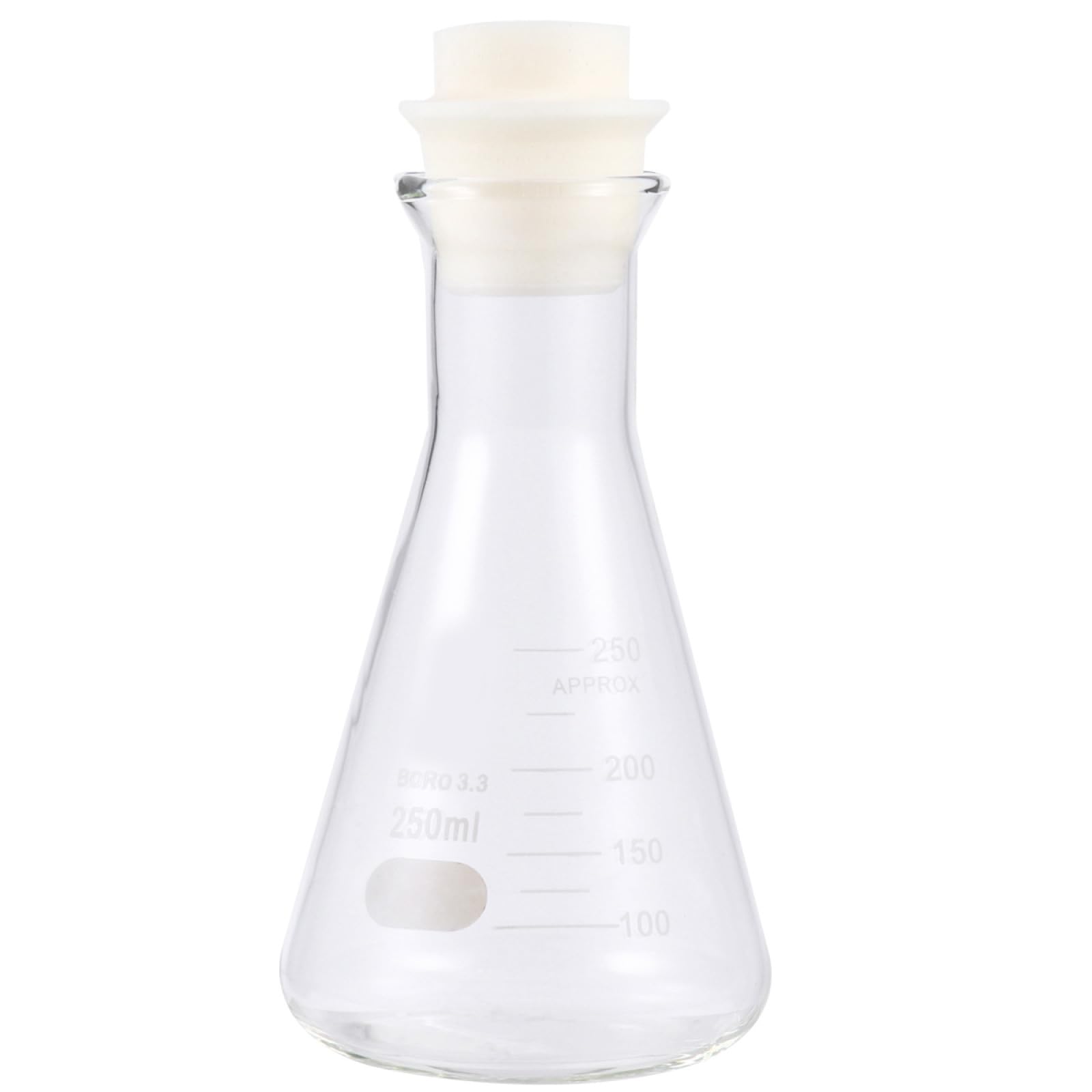 ULTECHNOVO 1 Pc Dosis De Tapa De Hidrofrasco De Boca Ancha Matraces Erlenmeyer Cristalería Matraz Erlenmeyer 250ml Matraz De Vidrio Para Estudiantes Traje Tubo De Ensayo Espesar